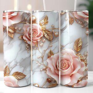 Pink Roses 20oz Tumbler, Travel Mug, Gift For Her, Romantic